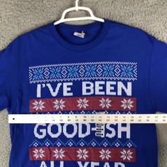Delta Pro Weight Shirt Mens Medium Blue I’ve Been Good-ish All Year Ugly Xmas