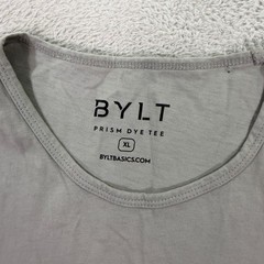 BYLT Mens XL Prism Dye Tee Adult White Grey Short Sleeve Curved Hem Streetwear