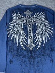 Rare Y2k No Boundaries Longsleeve Skull Cross Wings Thermal S