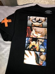 My Hero Academia New Adult T-Shirt – Panels of Bakugo & Ornage Kanji XL EUC A#1