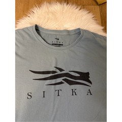 Sitka Men’s Short Sleeve Logo Tee in Light Blue 100% Pima Cotton XL