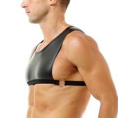 Men Sexy Faux Leather Crop Tops Body Chest Harness Belt Elastic Undershirts Vest