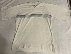 Vintage 1990s Adidas Shirt Size M 1999 Cream Stripes Medium Rare V Neck