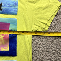 Vintage Akademiks Shirt Mens Large Hi-Vis Yellow Puff Print Palm World Tour Y2K