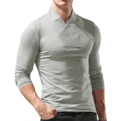 Zonbailon men’s t-shirt V Neck slim fit breathable solid color long sleeve