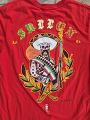 Sullen Art Rockabilly Ray Red Adult Large T-Shirt Mexican Skeleton Bandit NWOT