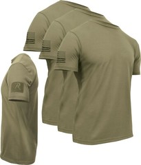 Coyote Brown AR 670-1 US Tactical T-Shirts Athletic Muscle Patch Loop Tee 3 Pack