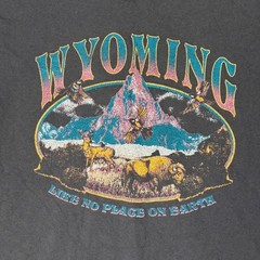 Mighty Fine Wyoming Graphic Tee Black Cotton Short Sleeve Mens Large LG