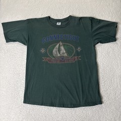 Vintage Connecticut Single Stitch T Shirt Green Sailboat World Class XL
