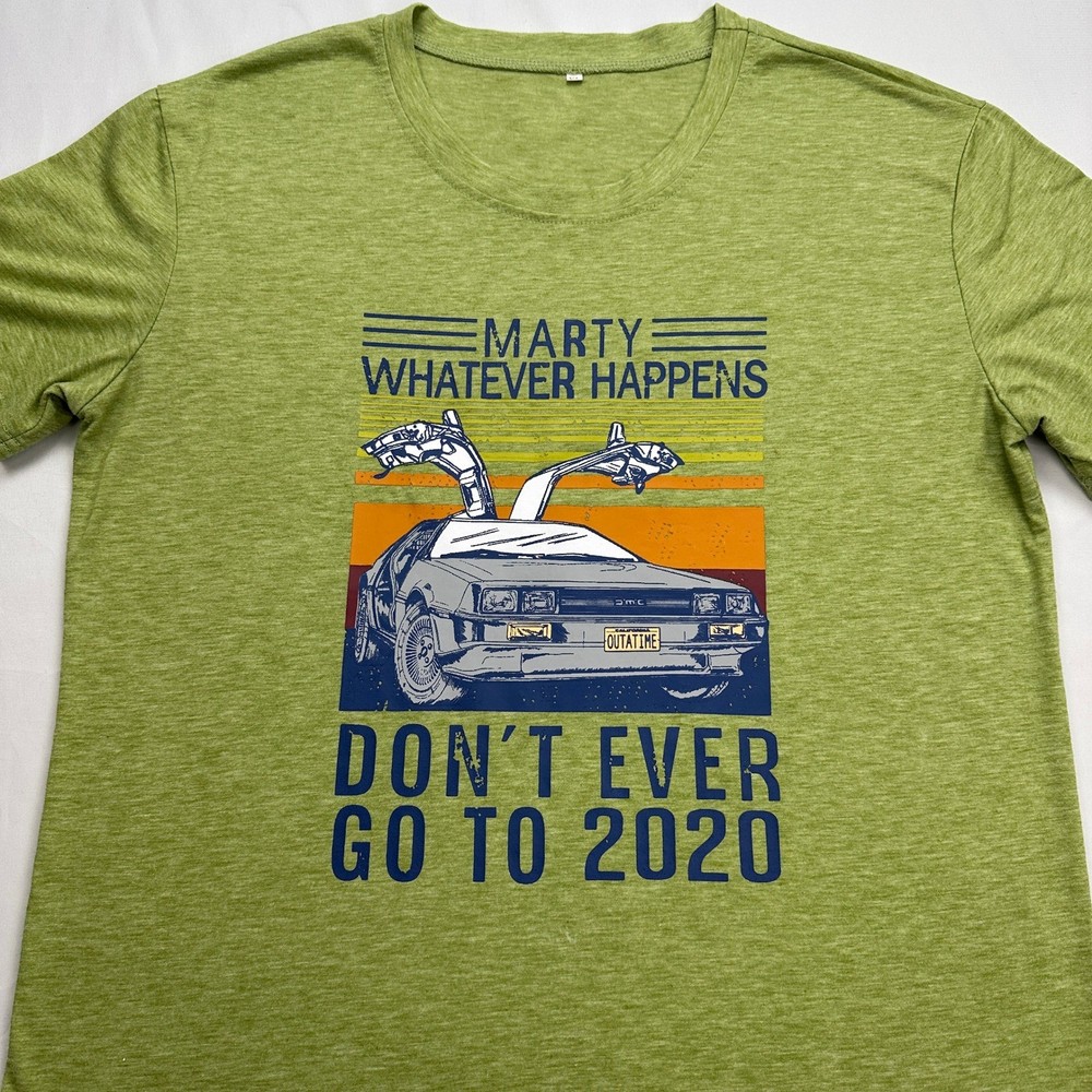 Back to the Future Parody Graphic Tee Green 2020 Meme T-Shirt Sci-Fi Retro