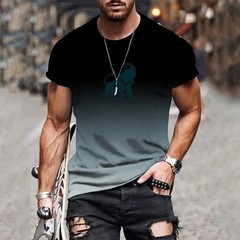 Trendy and fashionable new men’s T-shirt 3D printed gradient printed top summer
