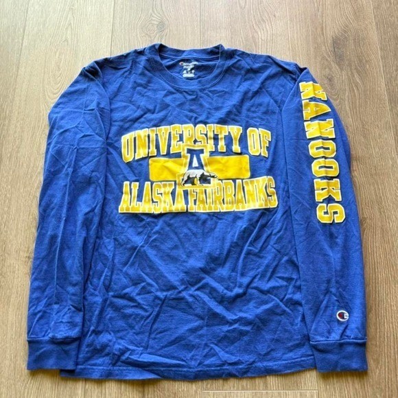 University of Alaska Fairbanks Nanooks Champion Long Sleeve Shirt Blue Size M