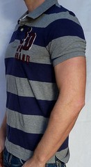 Superdry Men’s – STRIPE POLO – T-Shirt – NEW – Dark Marl Grey / Navy