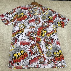 Comics Button Up Stretch Shirt Men’s Large “Colorful Bang Whack Boom Wow Pow”