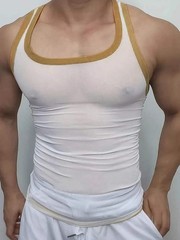Men’s Contrast Trim Wide Strap Tank