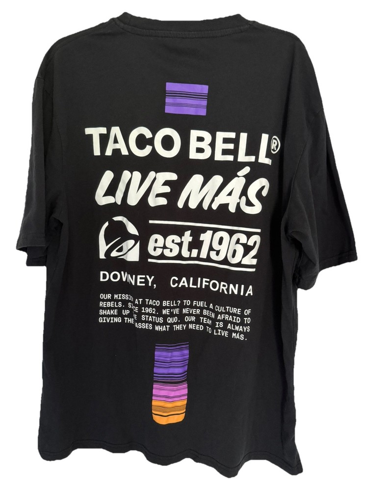 Taco Bell Employee Tee Size M Crew Live Mas Black T-Shirt uniform