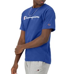 Champion Men Classic Jersey Script T-Shirt Surf The Web Blue XL
