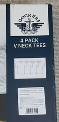 Men’s Short Sleeve V Neck T-shirt Size S 34-36 Dockers 4 Pk Premium Cotton White