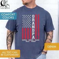 Personalized Grandpa USA Flag Shirt with Grandkids Names 4th of July