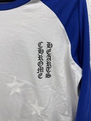 Chrome Hearts Scroll Logo Long Sleeve Baseball Tee Shirt White Blue Size S X3