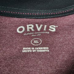Orvis Shirt Mens XL Burgundy Black Raglan Sleeve Lined Crew Outdoor Pullover