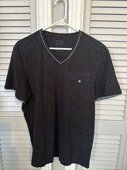 Calvin Klein Body Fit Coupe Cintree Contrast Trim Black Grey V Neck Pocket L Men