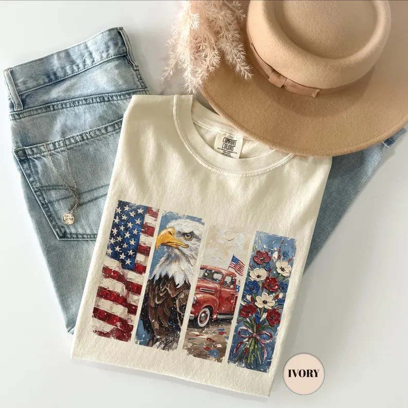 Vintage Patriotic Independence Day 4th Of July Comfort Tee Gift For Her Him