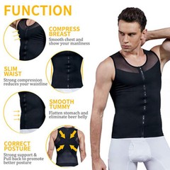 Men’s Zipper Body Shaper Toning T-Shirt Ultra Durable Vest Compression Underwear