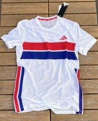 adidas mens white retro luxe super thin retro slim fit running climacool T-shirt