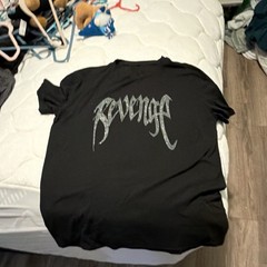 Revenge Men’s Black Logo Graphic Crew Neck Short Sleeve T-Shirt Regular M/L
