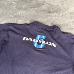 Vintage Babylon 5 Tv Show T Shirt Mens L Slim Fit Fashion Victim Purple 90s