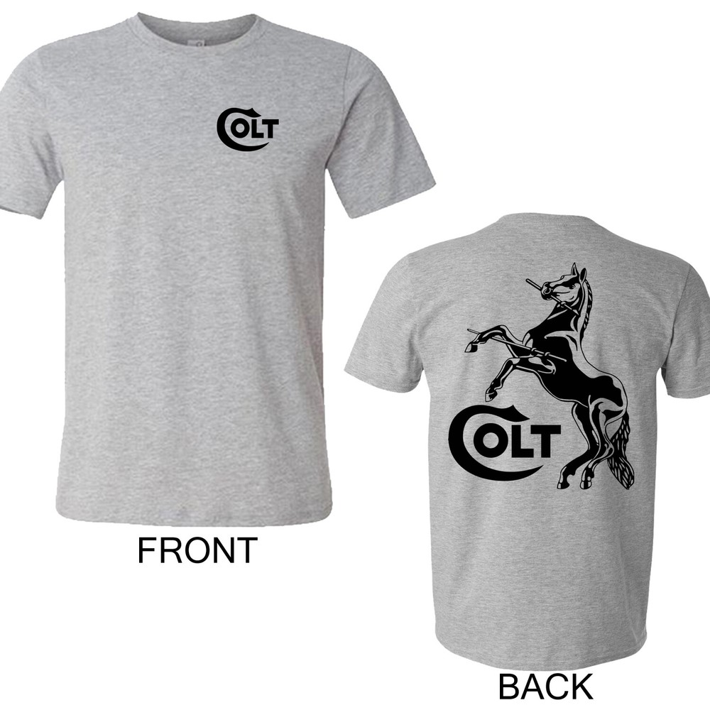 Colt Horse Guns Firearms Men’s Grey T-Shirt Size S to 5XL