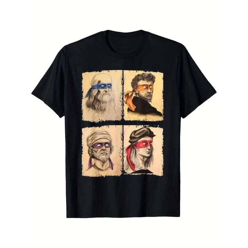 Mens Casual Short Sleeve T Shirt Featuring Humorous Italian Artists and Teenage