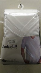 Mens V-neck short sleeve undershirt,100% cotton, Jack&Jill, white
