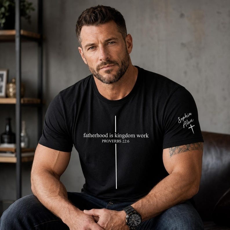 Personalized Christian Dad Shirt, Custom Fatherhood Is Kingdom Work Tshirt