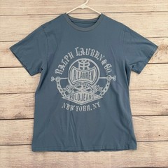 Ralph Lauren Polo Jeans Co T-Shirt Mens M Blue Graphic Crew Neck Short Sleeve