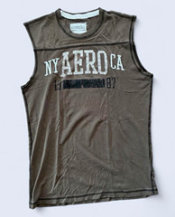 Vintage Aéropostale Men’s Gray Graphic Logo Crew Neck Sleeveless T-Shirt Size M