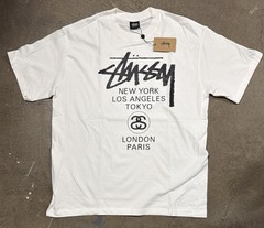 Stussy Shirt World Tour Tee Tshirt White Size XL NWT Double Sided Streetwear