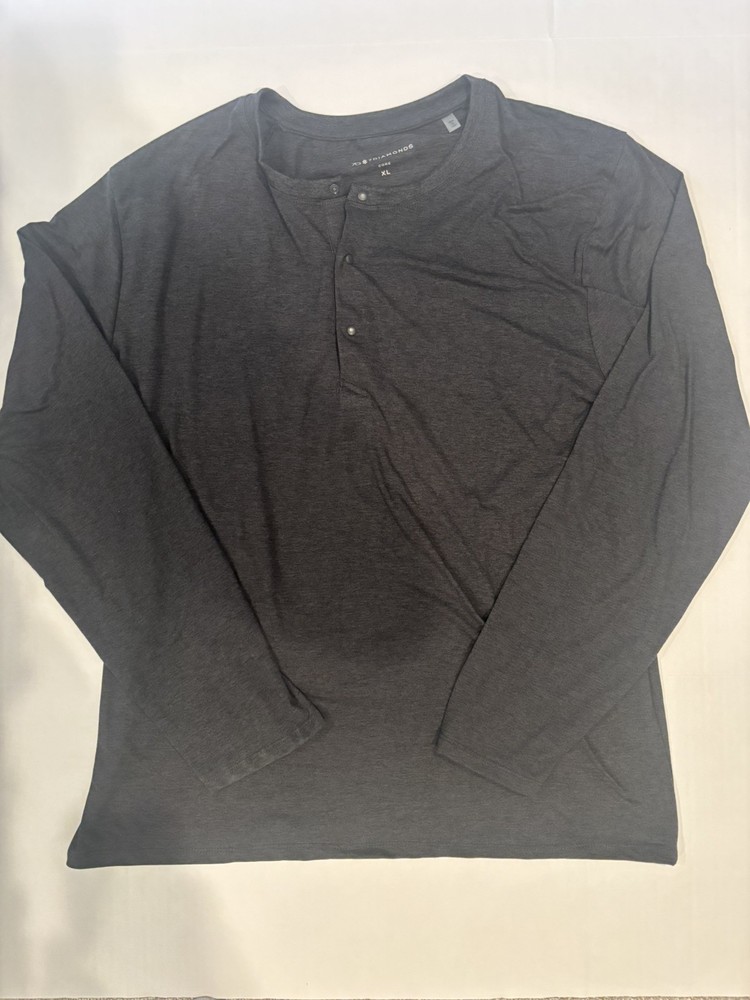 7 DIAMONDS Core Men’s Henley Performance Long Sleeve Gray Shirt – XL
