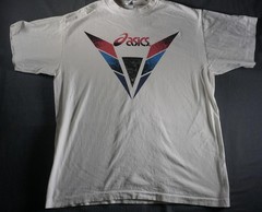 Vintage Asics Shirt Mens XL White Made USA Geometric Triangle Logo Graphic 90s