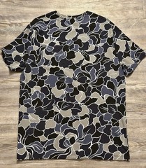 Express Mens Floral Print T-Shirt Black Blue Gray Crew Neck Short Sleeve Size L