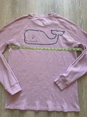 Vineyard Vines Thermal Shirt Men Pink Waffle Knit Stretch Whale Logo Small