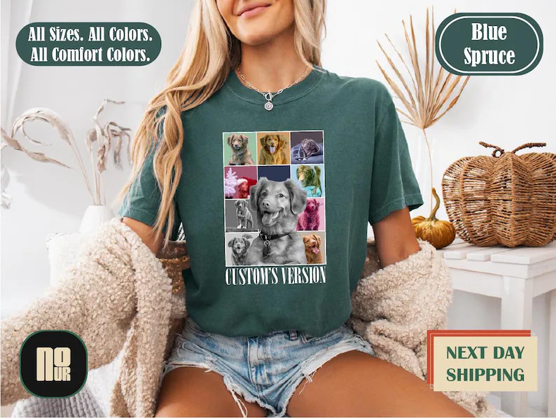 Custom Dog Portrait Comfort Tee Personalized Pet Photo Shirt Gift Idea Dog