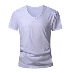 Men 100 % Cotton V Neck T Shirt Casual Summer Beach Gym Fitness Sports Tee Gift