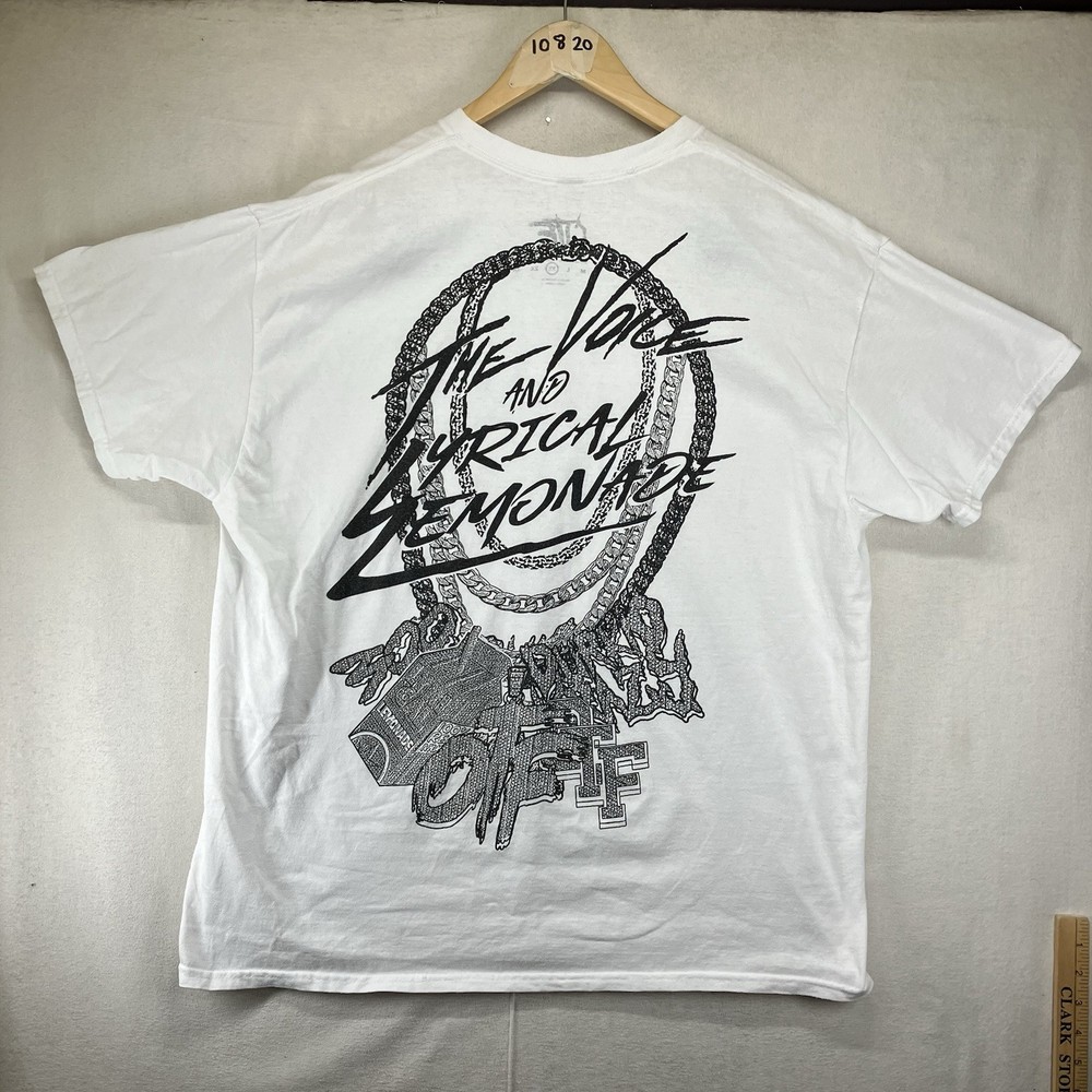 Y2K Lyrical Lemonade X OTF White Graphic T Shirt Size XL Rare Rap Tee Hip Hop