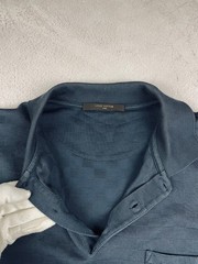 LOUIS VUITTON Men’s Damier Short Sleeve Polo Shirt Navy 100% Cotton Size L