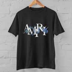 Cool Blue Dragon Letter Print Tee Unisex Trendy Streetwear Cotton Casual Top