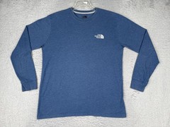 The North Face Shirt Mens Large Blue Crew Neck Long Sleeve Logo Graphic Tee