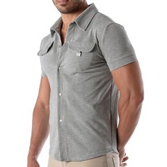 TOF PARIS T-Shirts Short-Sleeved Cotton Pique Shirt Heather Grey 32