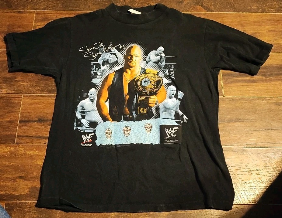 1998 Titan Sports Stone Cold Austin T-Shirt Wild Oats WWF Single Stitch USA Sz L